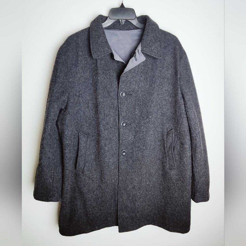Kenneth Cole Reaction Men's Reversible 20 oz Wool Top Overcoat Car Coat, Sz L